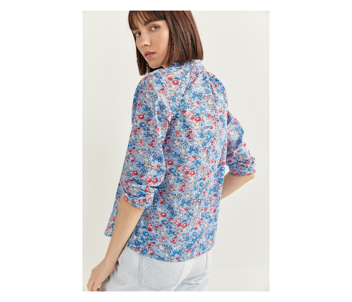 Springfield SS20 Long Sleeve Floral Blouse With Button Closure EU 40 For Women - Blue - Zoom Image 3