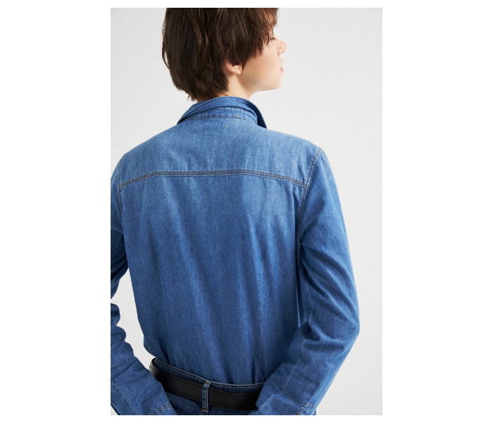 Springfield SS19 Long Sleeve Plain Blouse EU 42 For Women - Jean Blue - Zoom Image 2