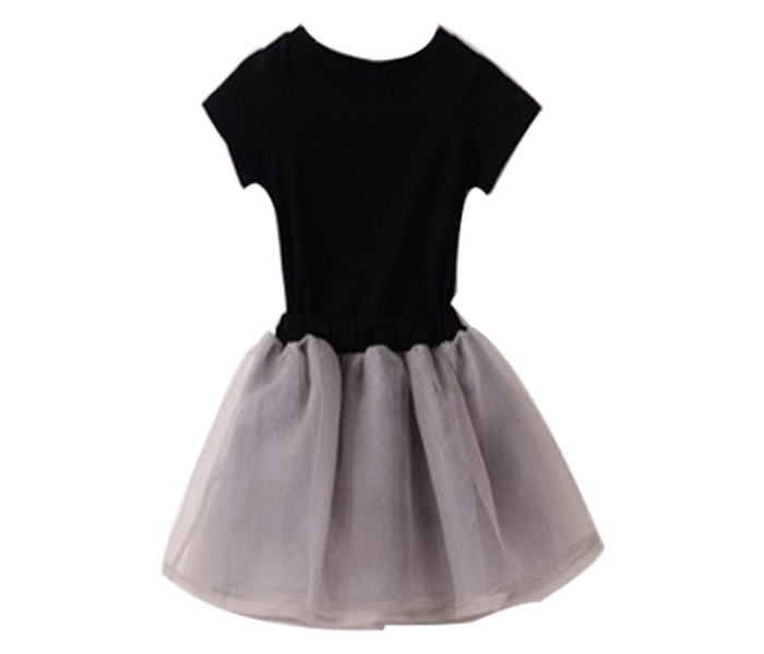 Little Wings Short Sleeve 5 Years T-Shirt Net Gauze Skirt - Black and Grey - Zoom Image 1