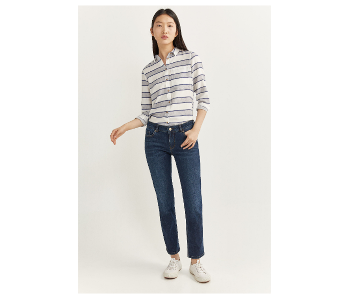 Springfield SS20 Long Sleeve Striped Shirt EU 40 For Women - White and Blue - Zoom Image 2