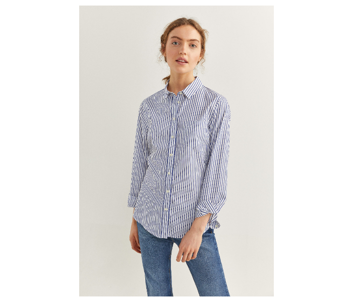 Springfield SS20 Long Sleeve Striped Shirt EU 38 For Women - Blue and White - Zoom Image 3