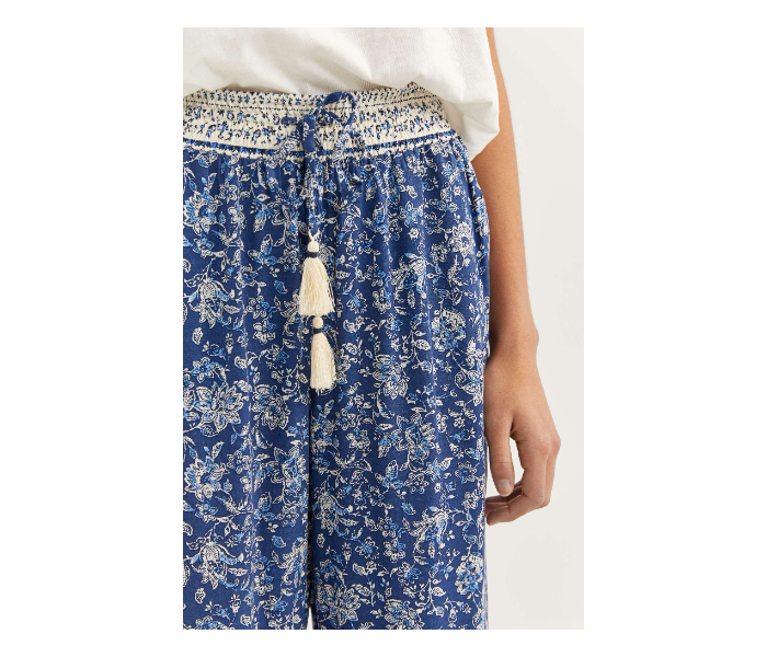 Springfield SS20 Printed Cotton Fancy Pant EU 40 For Women - Blue and White - Zoom Image 3