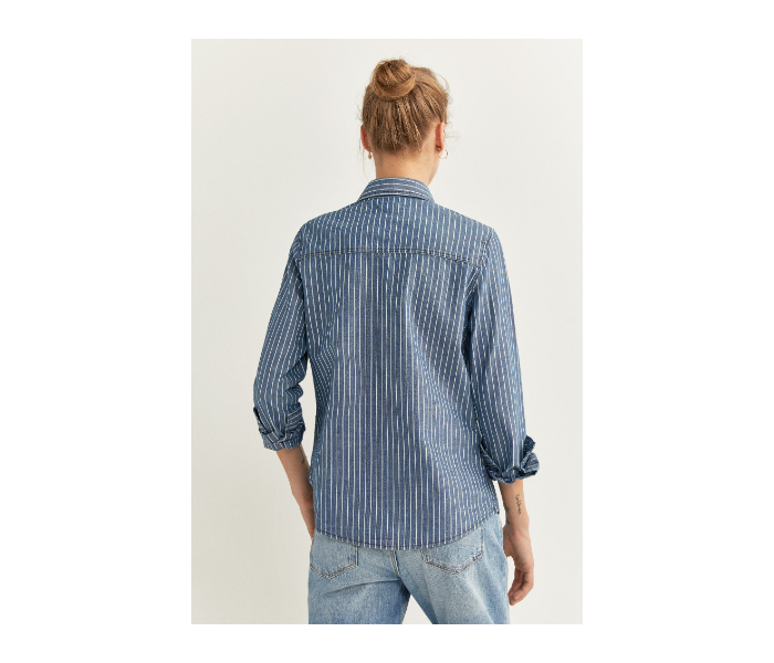 Springfield SS20 Striped Denim Shirt EU 36 For Women - Medium Blue - Zoom Image 4