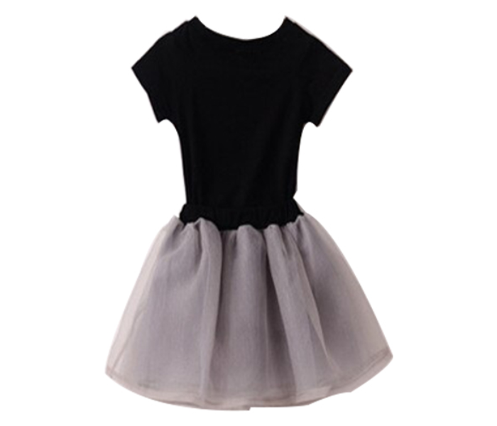 Little Wings Short Sleeve 6 Years T-Shirt Net Gauze Skirt - Black and Grey - Zoom Image 1