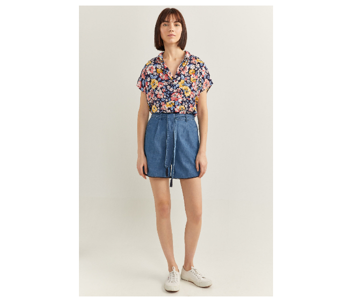 Springfield SS20 Floral Short Sleeve Blouse EU 36 For Women - Blue and Yellow - Zoom Image 2