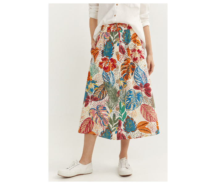 Springfield SS20 Printed Midi Skirt EU 38 For Women - Ivory - Zoom Image 2