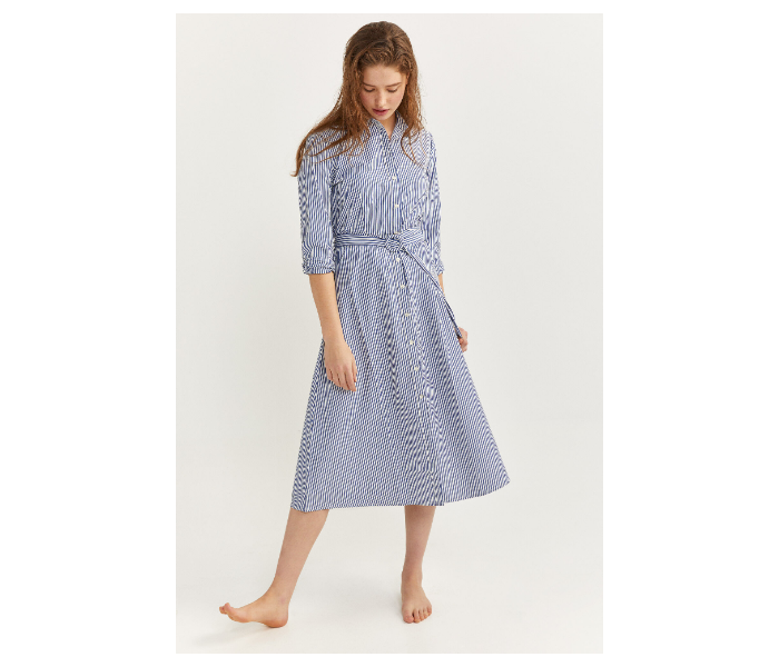 Springfield SS20 Striped Knit Dress With Tie-Up Dress EU 40 For Women - Light Blue - Zoom Image 1