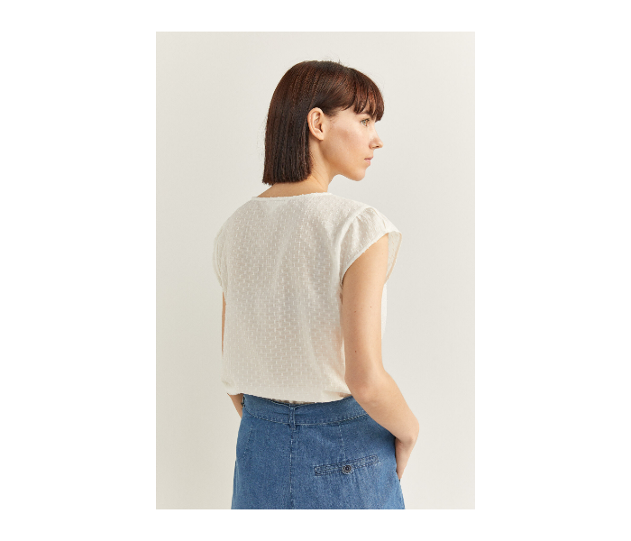 Springfield SS20 Plain Short Sleeve Blouse EU 40 For Women - White - Zoom Image 4