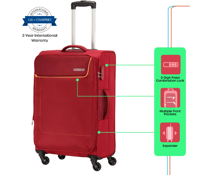 American Tourister GAT104LUG03469 69cm Jamaica Soft Case Trolley Bag - Maroon - Zoom Image 2