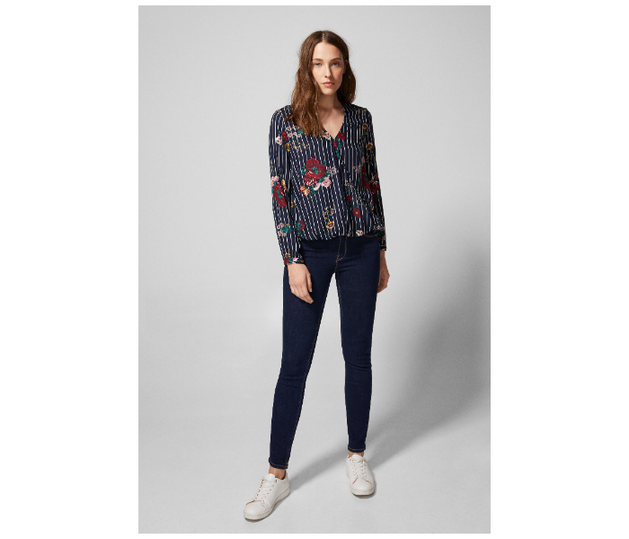 Springfield SS19 Long Sleeve Floral Blouse EU 38 For Women - Dark Blue - Zoom Image 1