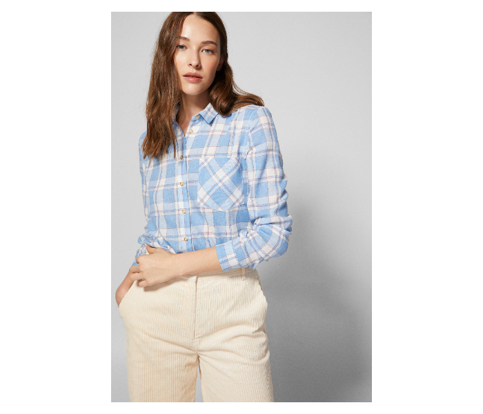 Springfield SS19 Long Sleeve Checked Blouse EU 40 For Women - Blue and White - Zoom Image 1