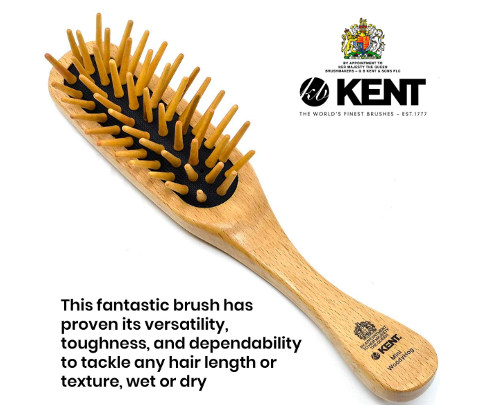 Kent KB Mini WoodyHog Detangling Beech-wood Travel Brush - Wood - Zoom Image 2