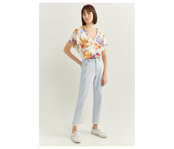 Springfield SS20 Floral Short Sleeve Blouse EU 34 For Women - Yellow and White - Zoom Image 1