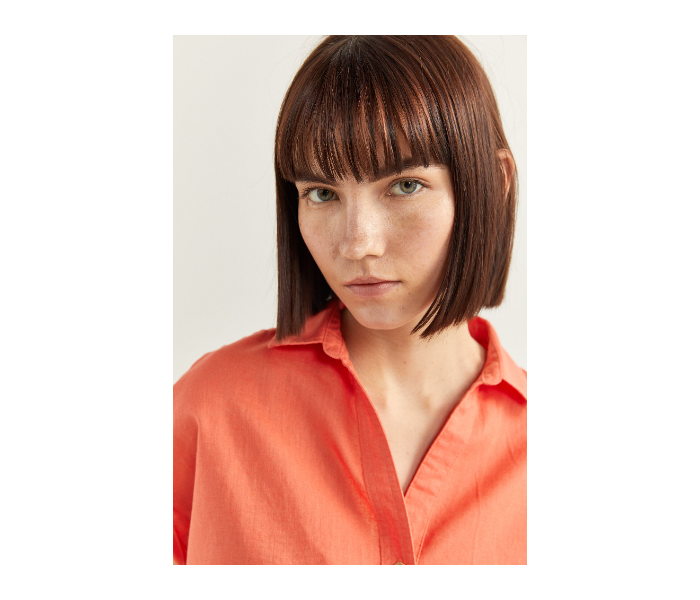 Springfield SS20 Plain Short Sleeve Blouse EU 34 For Women - Orange - Zoom Image 3