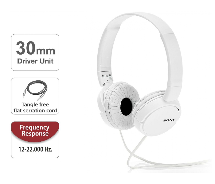 Sony ZX110WH On-Ear Headphones - White - Zoom Image 2