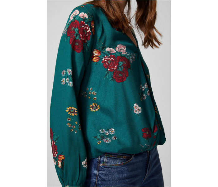 Springfield SS19 Long Sleeve Floral Blouse EU 40 For Women - Dark Green - Zoom Image 3