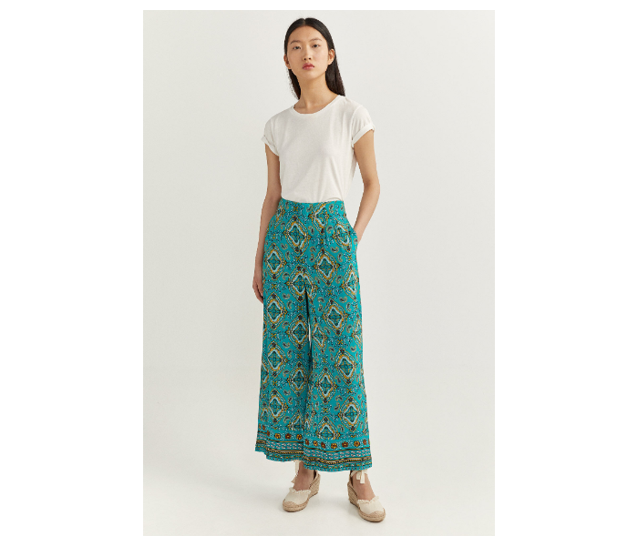 Springfield SS20 Printed Cotton Fancy Pant EU 36 For Women - Light Green - Zoom Image 1