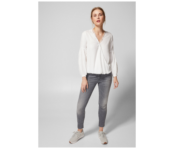 Springfield AW18 Long Sleeve Plain Blouse EU 40 For Women -White - Zoom Image 2