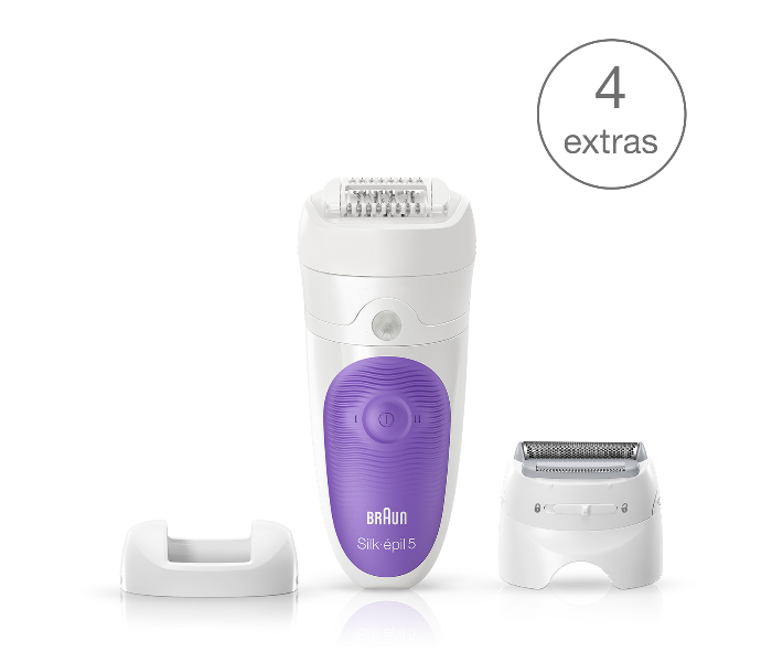 Braun SE5541 Silk-Epil 5 Wet and Dry Cordless Epilator - White and Purple - Zoom Image 1