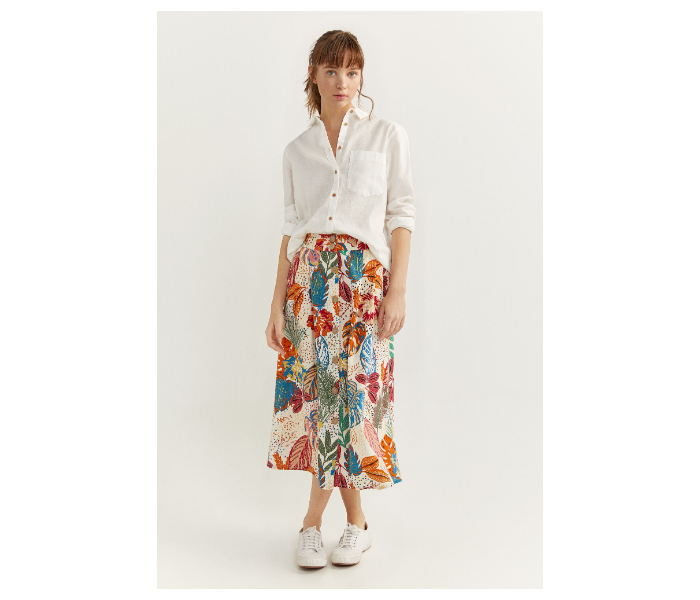 Springfield SS20 Printed Midi Skirt EU 34 For Women - Ivory - Zoom Image 1