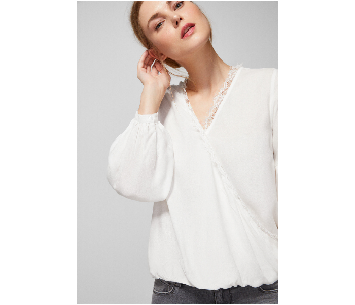 Springfield AW18 Long Sleeve Plain Blouse EU 34 For Women - White - Zoom Image 1