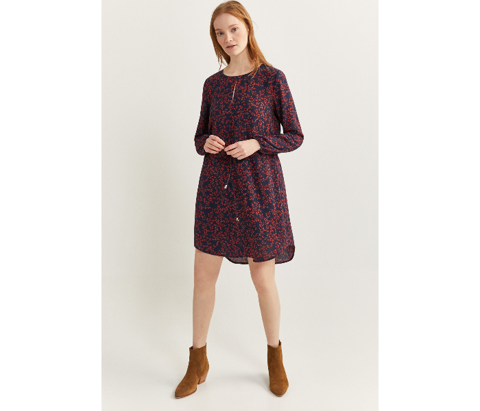 Springfield SS20 Printed Knit Dress EU 44 For Women - Blue and Brown - Zoom Image 1