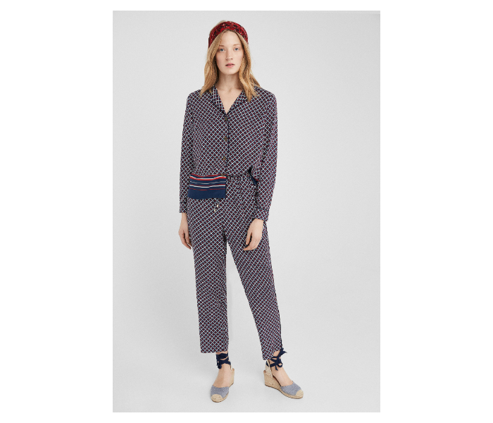 Springfield SS19 Checked Cotton Fancy Pant EU 38 For Women - Brown and Blue - Zoom Image 1