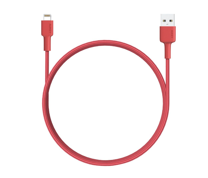 Aukey BAL4R 2m MFi Lightning 8 pin Sync and Charging Cable Braided Cable - Red - Zoom Image