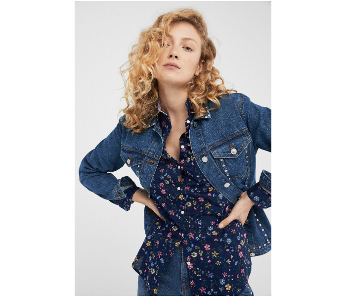 Springfield SS19 Long Sleeve Floral Blouse EU 40 For Women - Navy Blue - Zoom Image 3