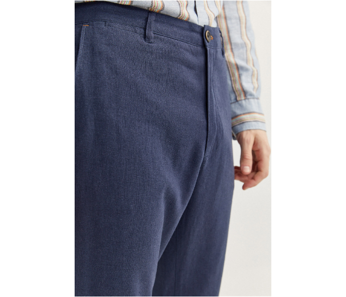 Springfield SS20 Sport Trouser Solid Chinos EU 44 For Men - Dark Blue - Zoom Image 4