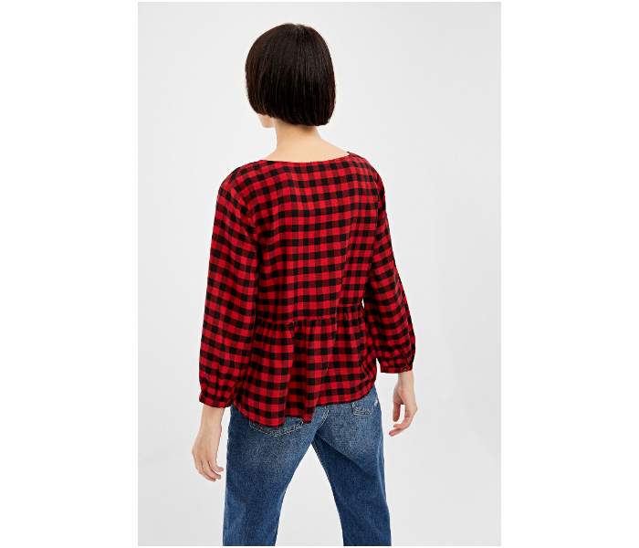 Springfield AW19 Regular Fit Long Sleeve Checked Blouse EU 40 For Women - Black and Red - Zoom Image 2