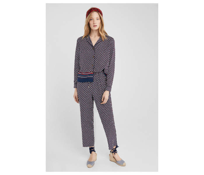 Springfield SS19 Checked Cotton Fancy Pant EU 34 For Women - Brown and Blue - Zoom Image 1