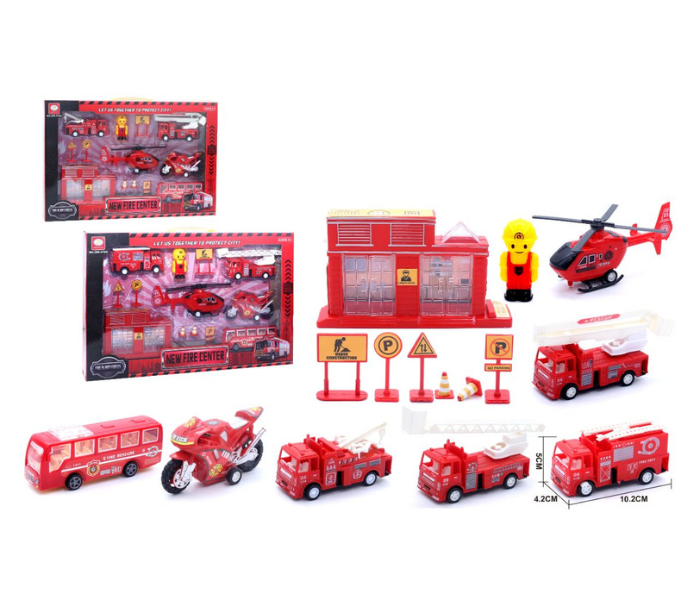 Family Center Pull Back Fire Engine Set - Red - Zoom Image 1