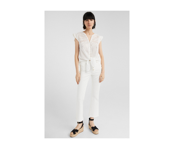 Springfield SS19 Plain Short Sleeve Blouse EU 34 For Women - White - Zoom Image 1