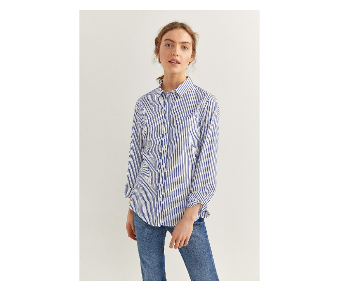 Springfield SS20 Long Sleeve Striped Shirt EU 36 For Women - Blue and White - Zoom Image 3