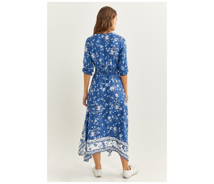 Springfield SS20 Printed Knit Dress EU 40 For Women - Blue and White - Zoom Image 4