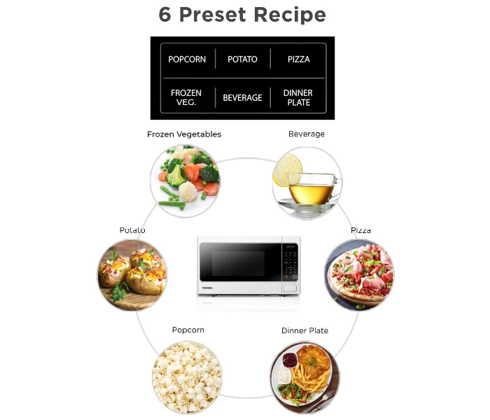 Toshiba MM-EM20P 800W 20Litre  Auto Cook Menu 11 Power Level Membrane Control Microwave Power Oven - White - Zoom Image 4