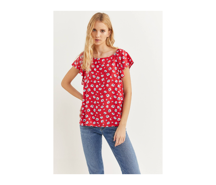 Springfield SS20 Floral Short Sleeve Blouse EU 38 For Women - Red and White - Zoom Image 1