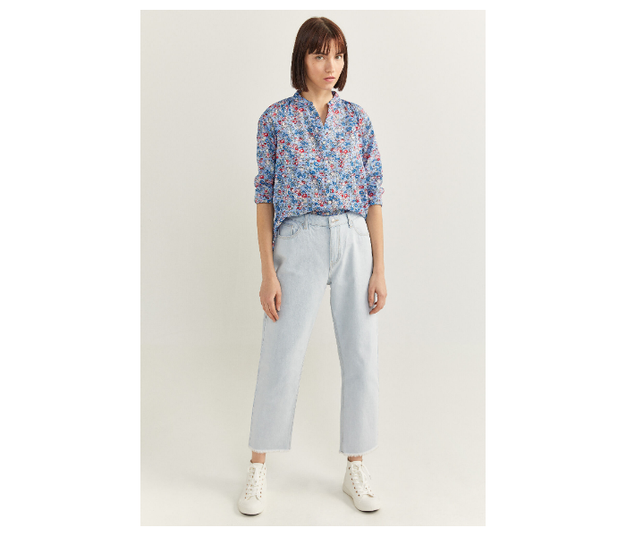 Springfield SS20 Long Sleeve Floral Blouse With Button Closure EU 36 For Women - Blue - Zoom Image 1