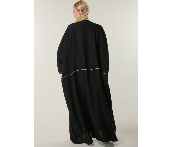 Moistreet Large Black Loose Fit open Abaya - Black - Zoom Image 3