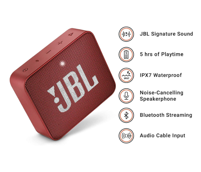 JBL GO 2 Rechargeable Waterproof Bluetooth Speaker - Red - Zoom Image 4