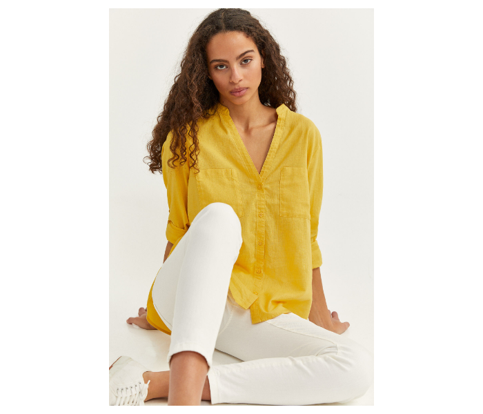 Springfield SS20 Long Sleeve Plain Shirt EU 34 For Women - Yellow - Zoom Image 1