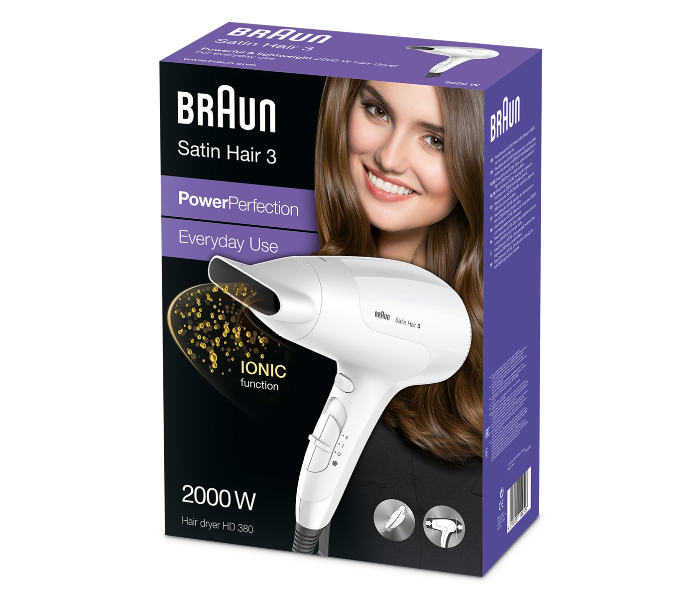 Braun HD380 Satin Hair 3 Power Perfection Dryer - White - Zoom Image 3