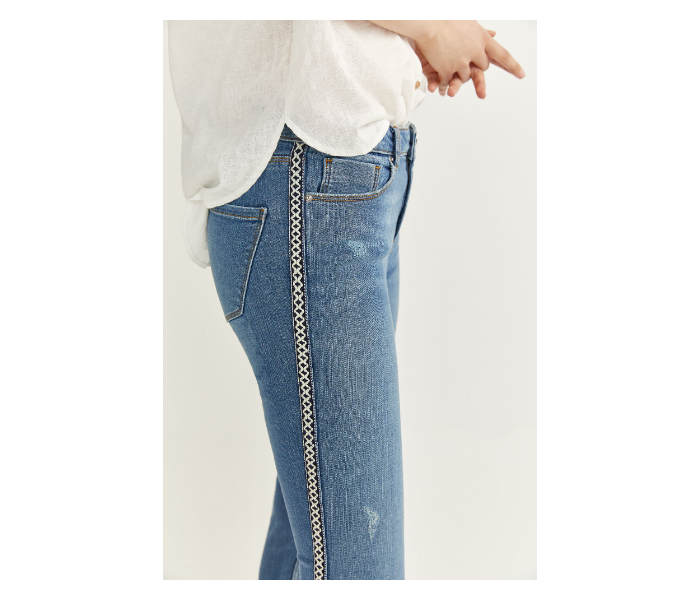 Springfield SS20 Fancy Denim Jeans EU 38 For Women - Blue and White - Zoom Image 2