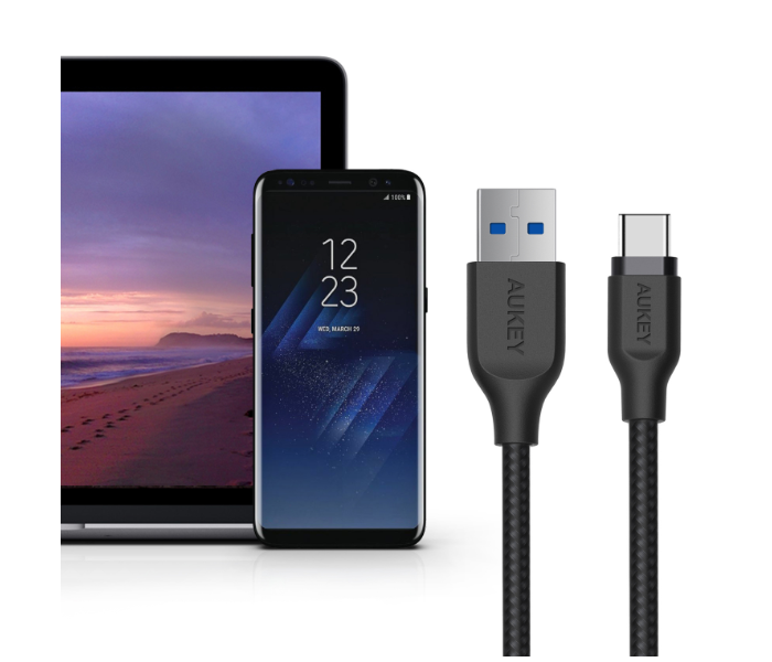 Aukey AC2B 2m USB Type C Braided Cable Aluminum Head - Black - Zoom Image 5