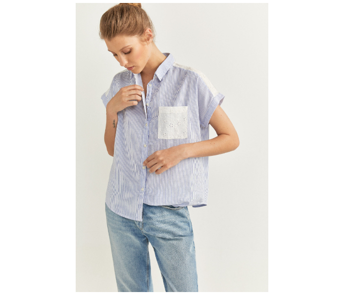 Springfield SS20 Stripe Short Sleeve Shirt EU 34 For Women - Blue and White - Zoom Image 2