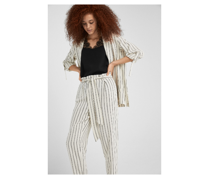 Springfield SS19 Striped Cotton Fancy Pant EU 38 For Women - Ivory Black - Zoom Image 3