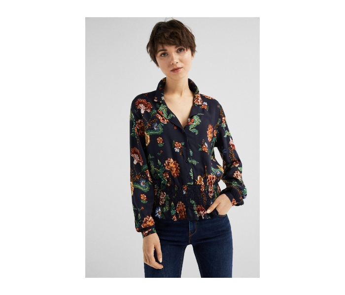 Springfield SS19 Long Sleeve Floral Blouse EU 38 For Women - Black and Green - Zoom Image 1