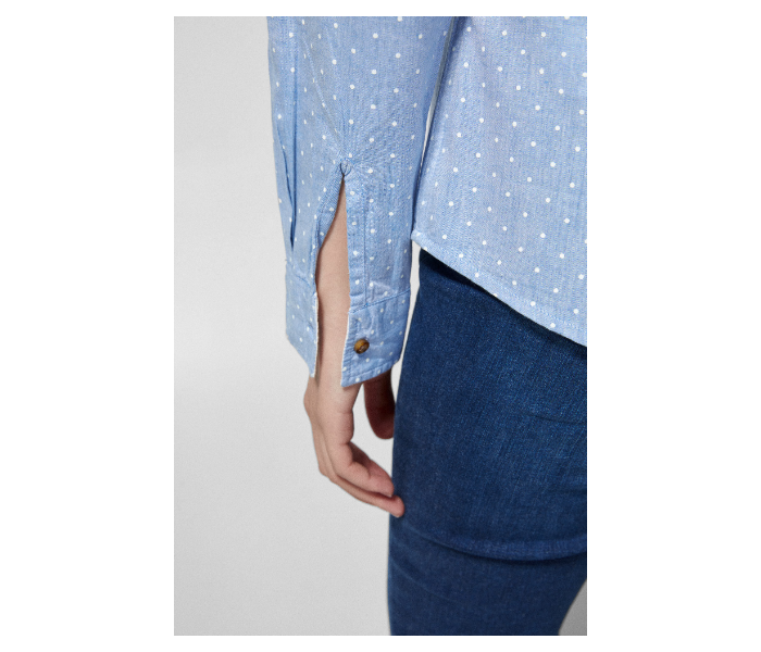 Springfield SS19 Long Sleeve Dotted Blouse EU 36 For Women - Blue and White - Zoom Image 4