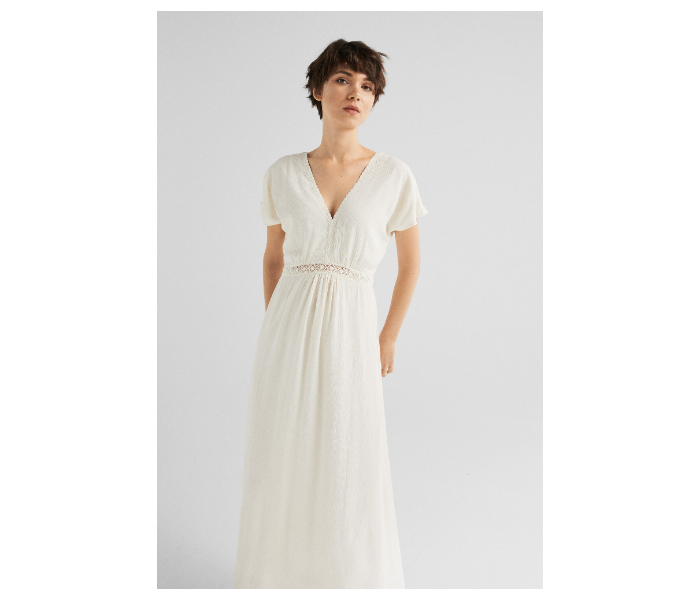 Springfield SS19 Knit Dress With Lays EU 42 For Women - White - Zoom Image 1